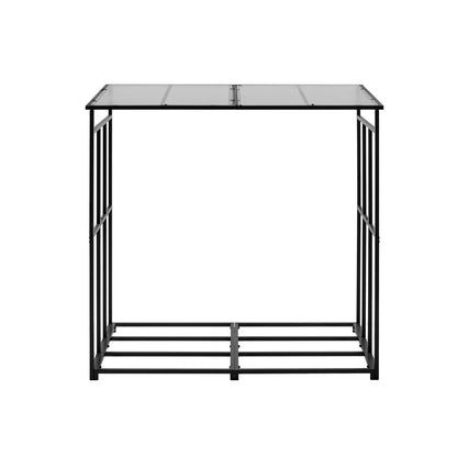 Black Iron Outdoor Firewood Rack for Backyard Storage and Patio