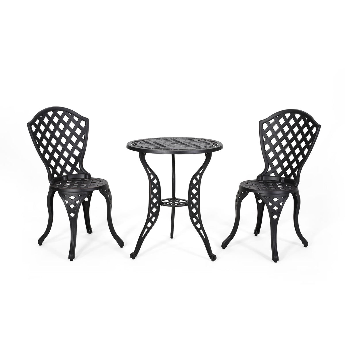 Black Aluminium Bistro Set - 2-Seat Patio Furniture