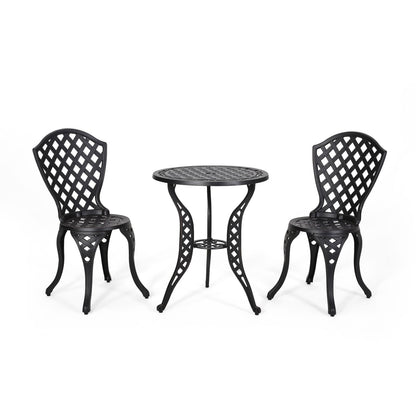 Black Aluminium Bistro Set - 2-Seat Patio Furniture