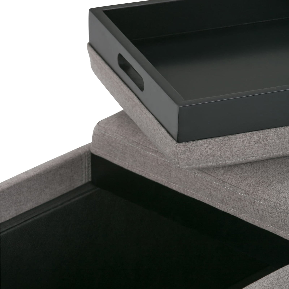 Gray Storage Ottoman - 42" Wide with Hidden Compartment