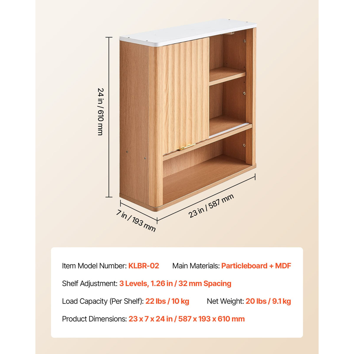 Bathroom Wall Cabinet - Wood, Adjustable Shelf, Over Toilet Storage