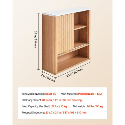 Bathroom Wall Cabinet - Wood, Adjustable Shelf, Over Toilet Storage