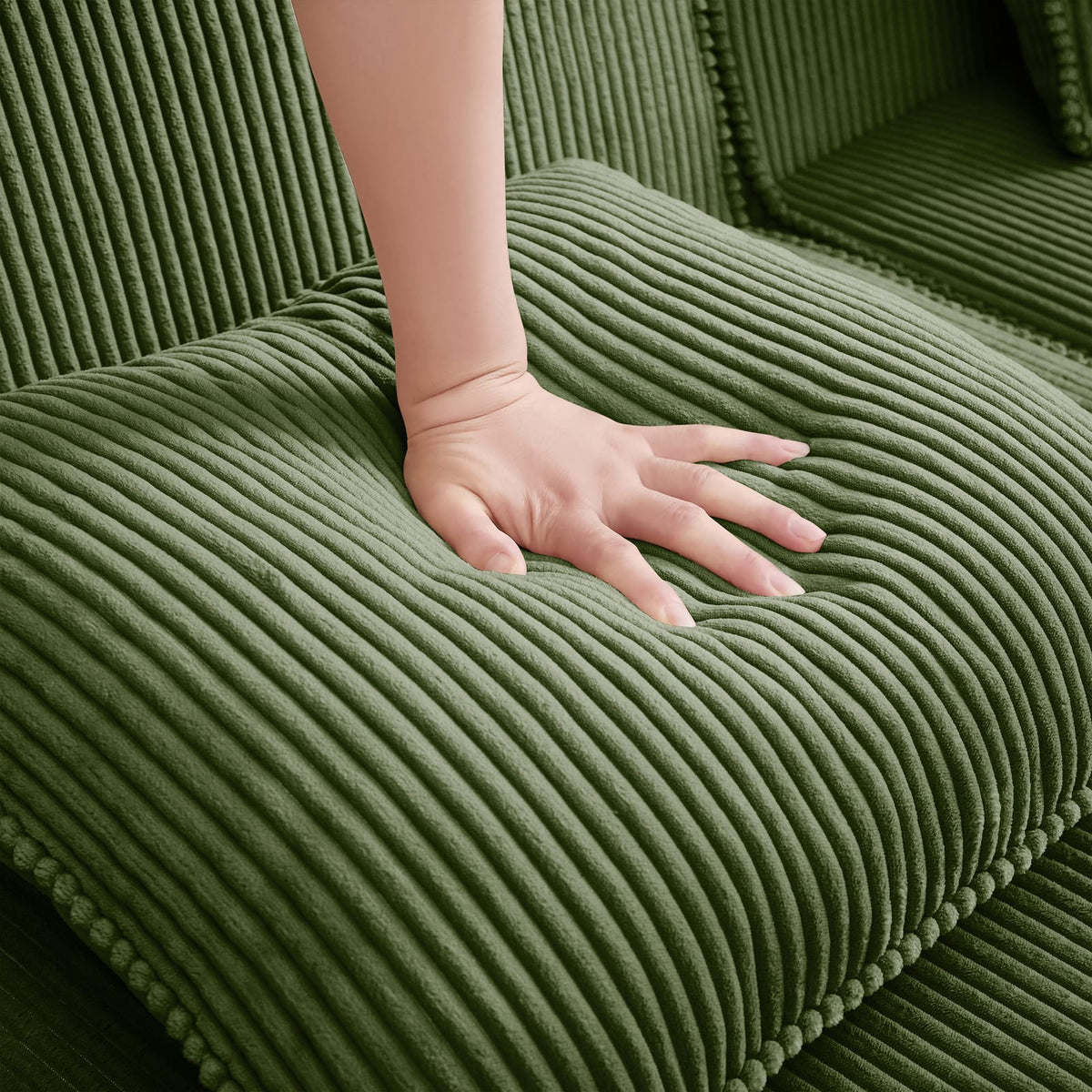 Martha Ottoman Corduroy - Green: Plush & Comfortable Storage Accent