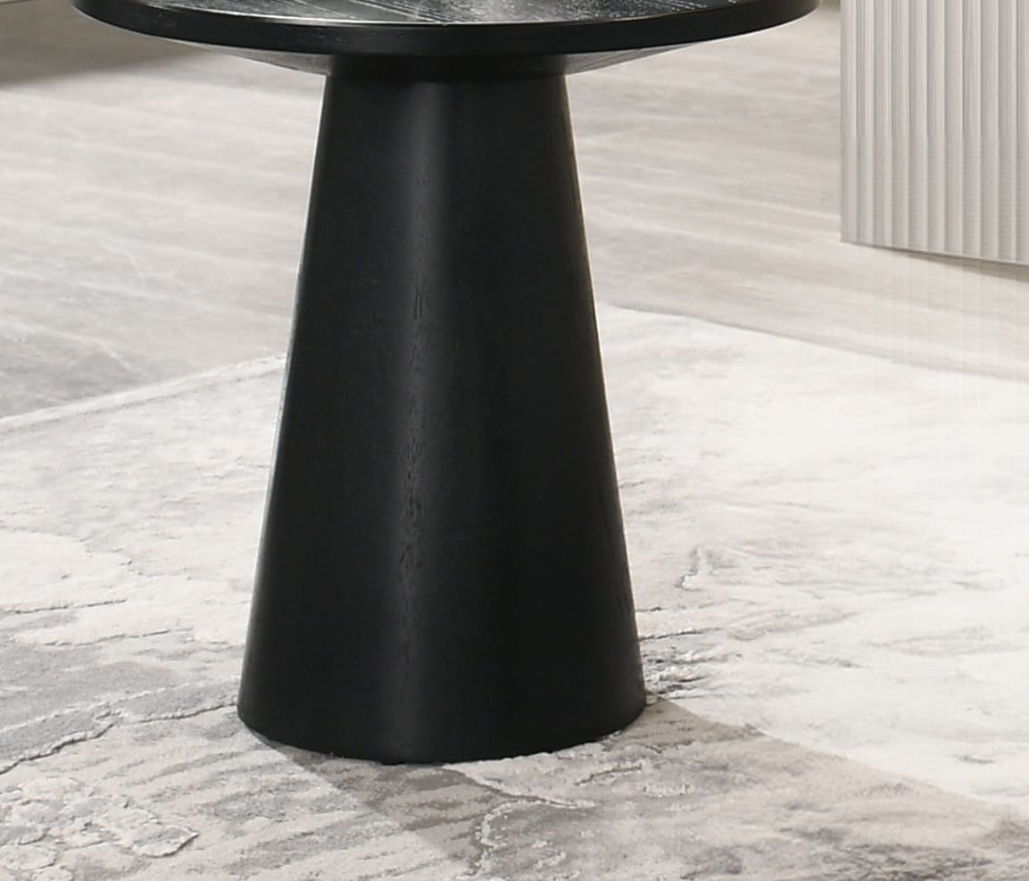 Black End Table - 20" Round Contemporary Style