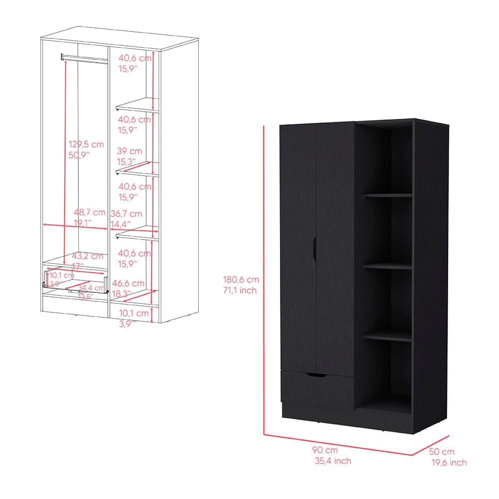 Dover Armoire - Black: Bedroom Storage Solution