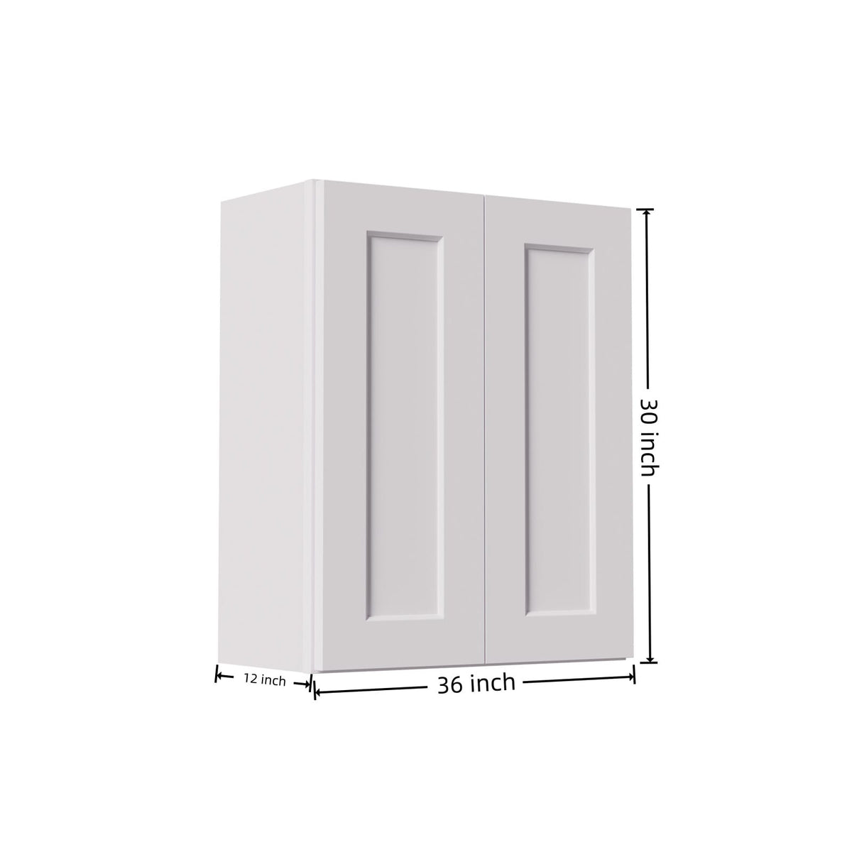 36 Inch White Shaker Wall Cabinet - Adjustable Shelves