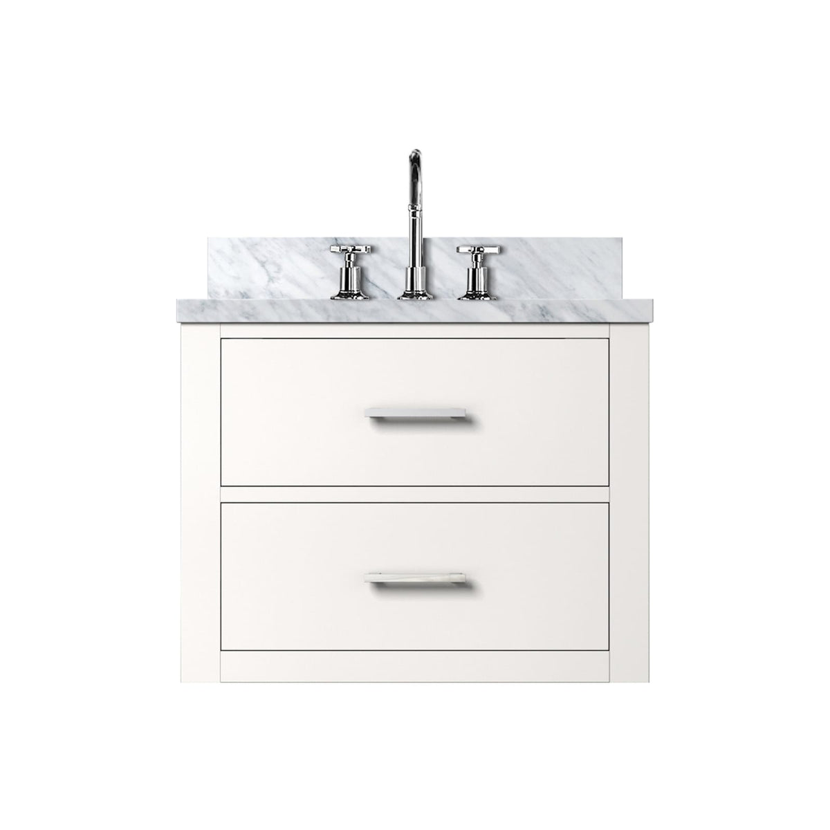 White Bathroom Vanity with Faucet & Cabinet