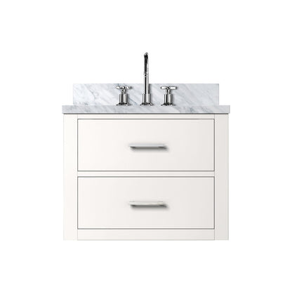 White Bathroom Vanity with Faucet & Cabinet