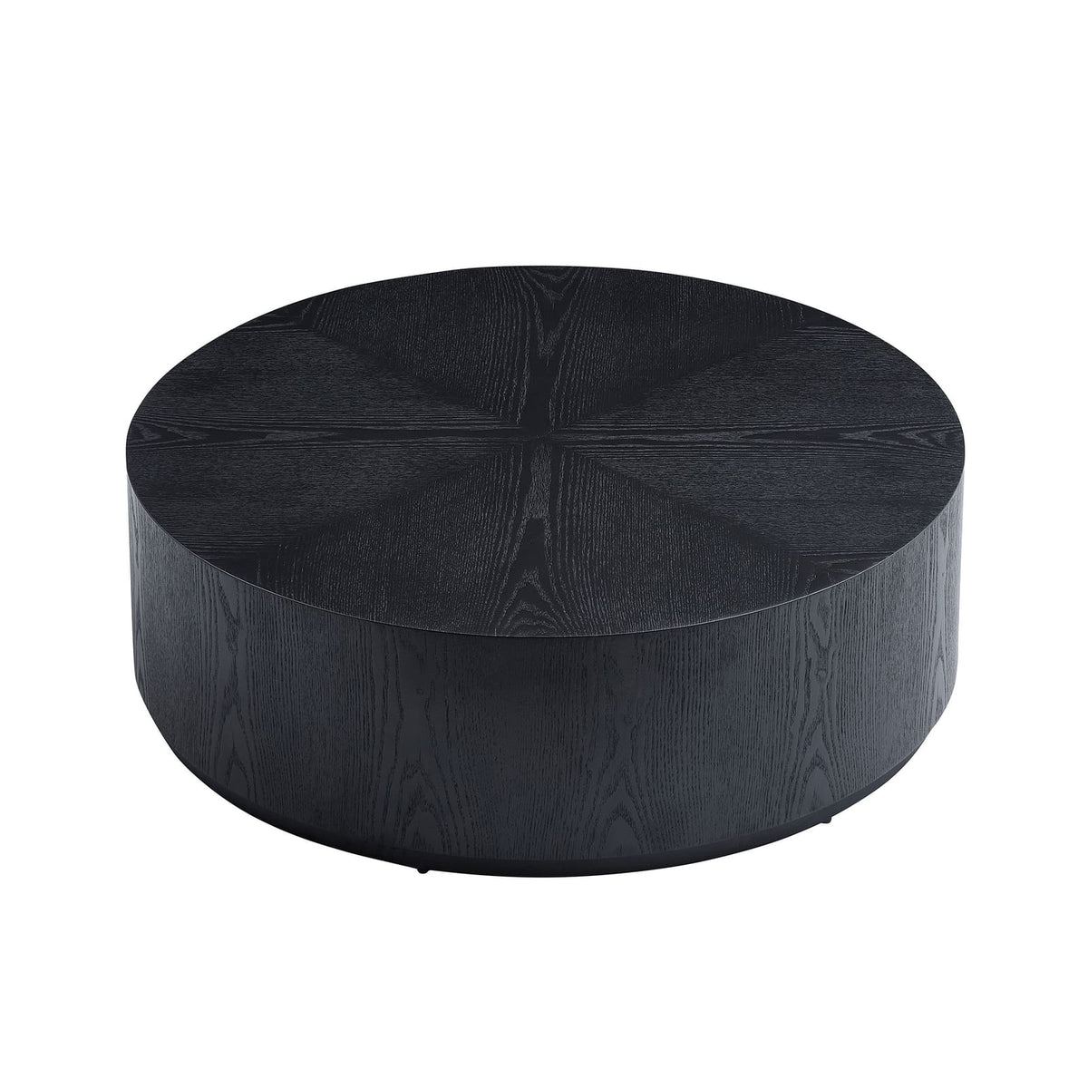 35.43 Inch Round Black Coffee Table - MDF Material for Living Room