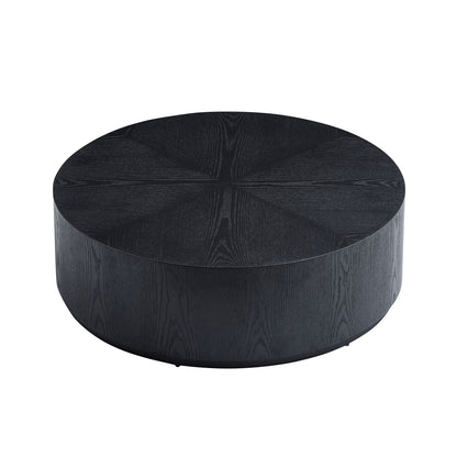 35.43 Inch Round Black Coffee Table - MDF Material for Living Room