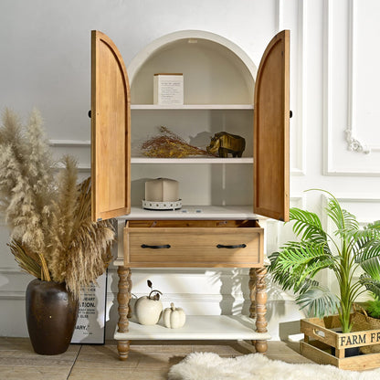 Rustic Fir Wood Cabinet - 31.5" Freestanding Storage