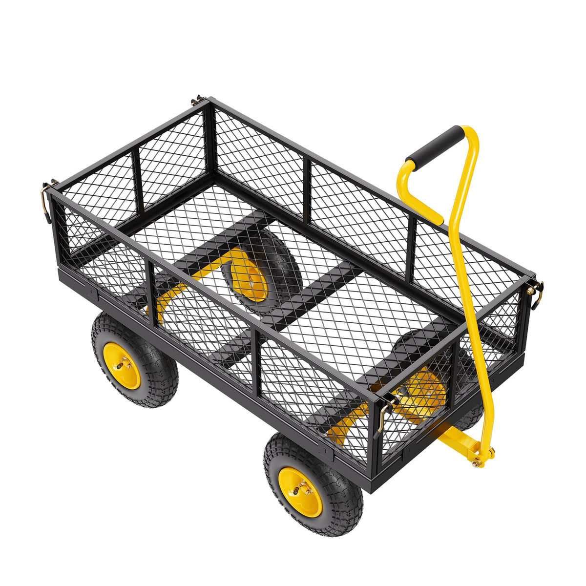 Yellow Black Metal Garden Cart - 900lb Capacity