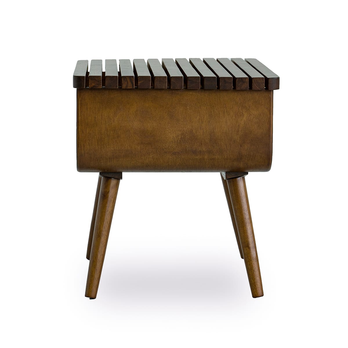 Alice End Table - Brown Solid Wood Storage Side Table