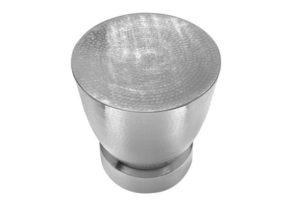 Chrome Metal Drum Accent Table - Side, End, Nightstand