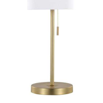 Gold & White Table Lamps - Set of 2 with USB Port