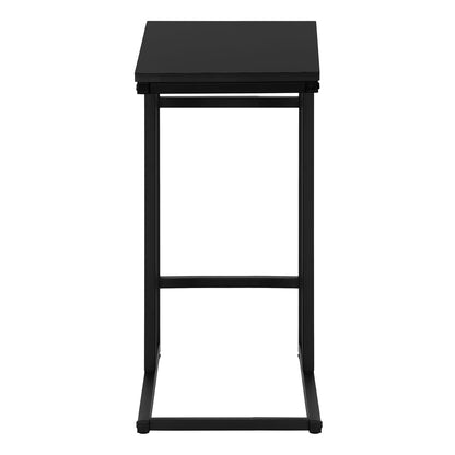 Accent Table, C-Shaped End Table - Black Laminate & Metal