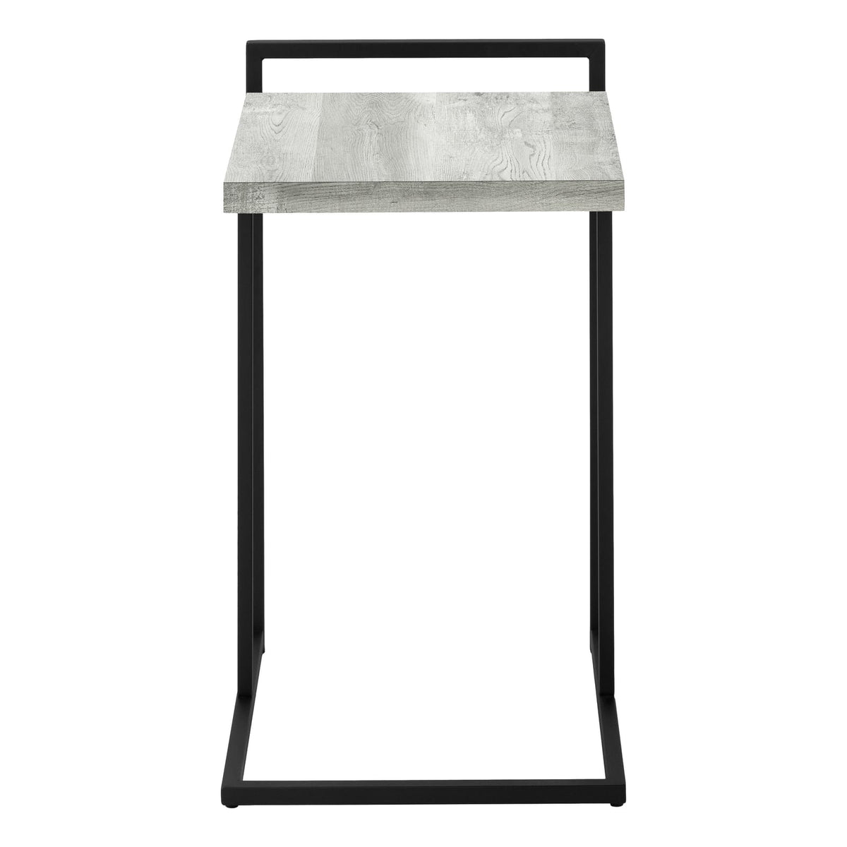 C-Shaped Accent Table - Grey Laminate, Black Metal for Living Room