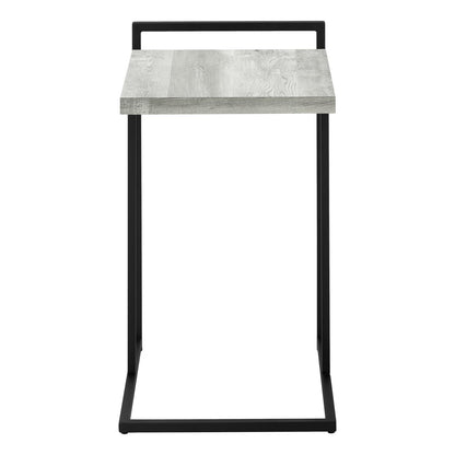 C-Shaped Accent Table - Grey Laminate, Black Metal for Living Room