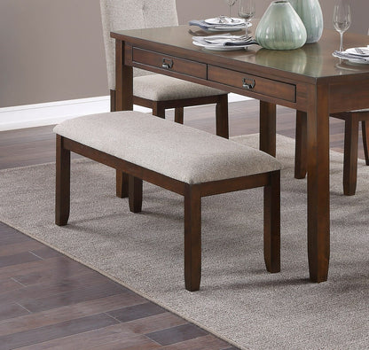 Dark Cherry Dining Set - Table, Bench & 4 Chairs