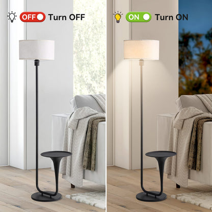 146cm Dimmable Floor Lamp with Tray - Iron & Black Table Light