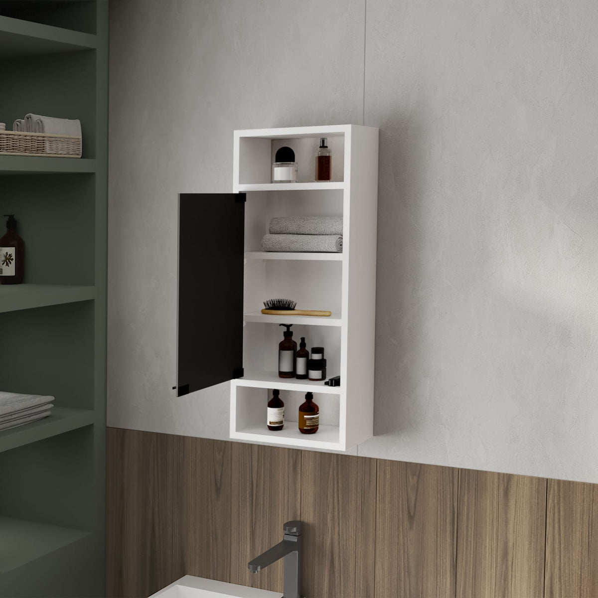 Modern Wall-Mounted Bathroom Cabinet with Mirror Storage