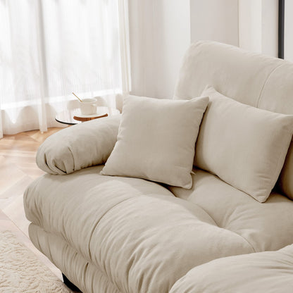 Light Coffee Chenille Sofa - 1 Seat Armless for Living Room