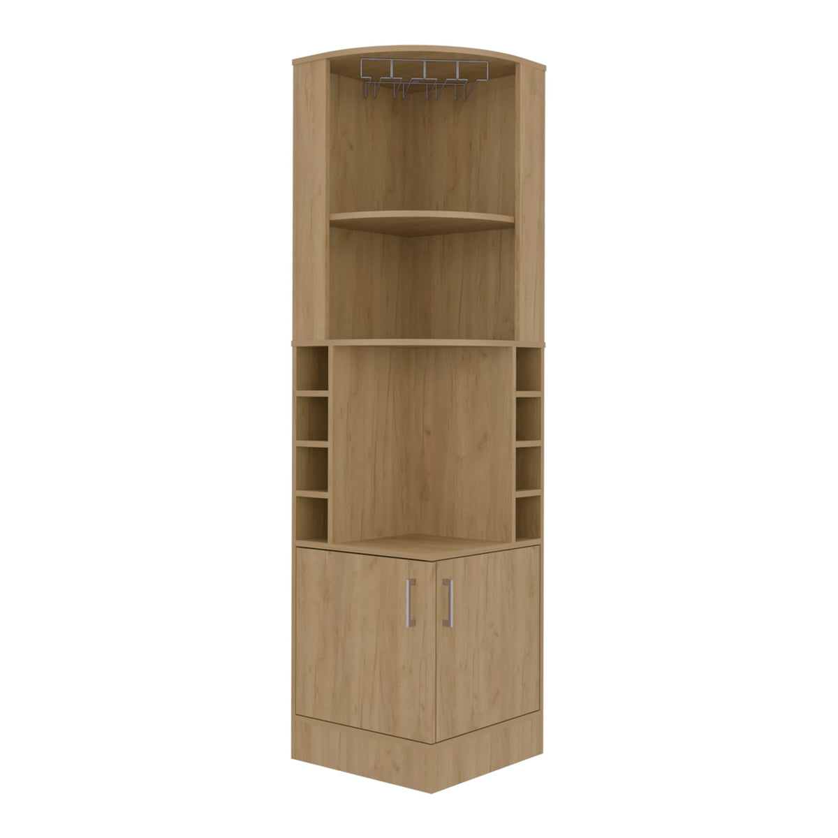 Cairo Corner Bar Cabinet - Natural Oak Wine Rack Storage