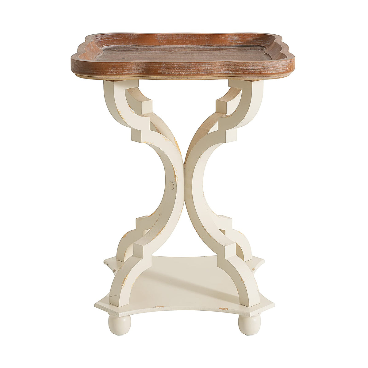 Accent Table - Natural White MDF Hourglass Design