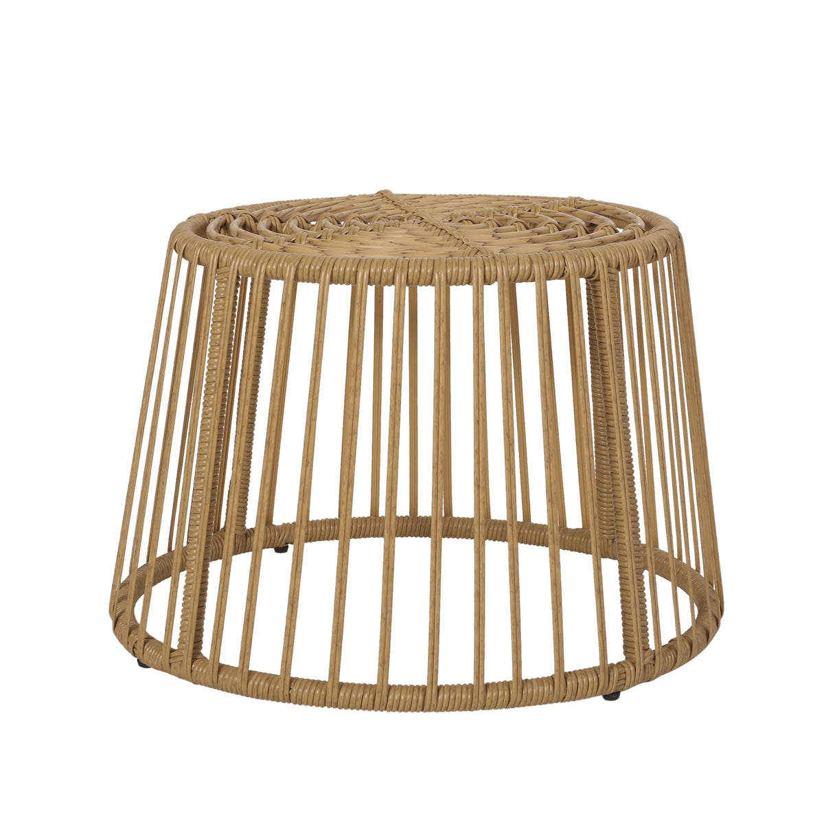 Light Brown Rattan Side Table - Patio Outdoor Furniture