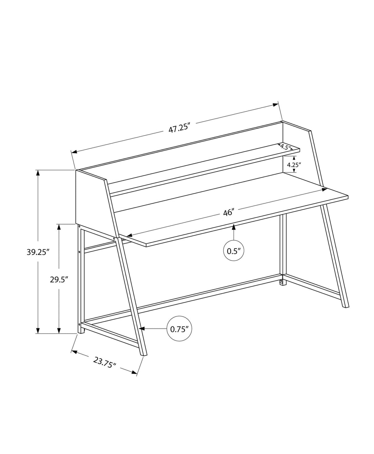 White Particle Board Computer Desk with Hutch for Home Office