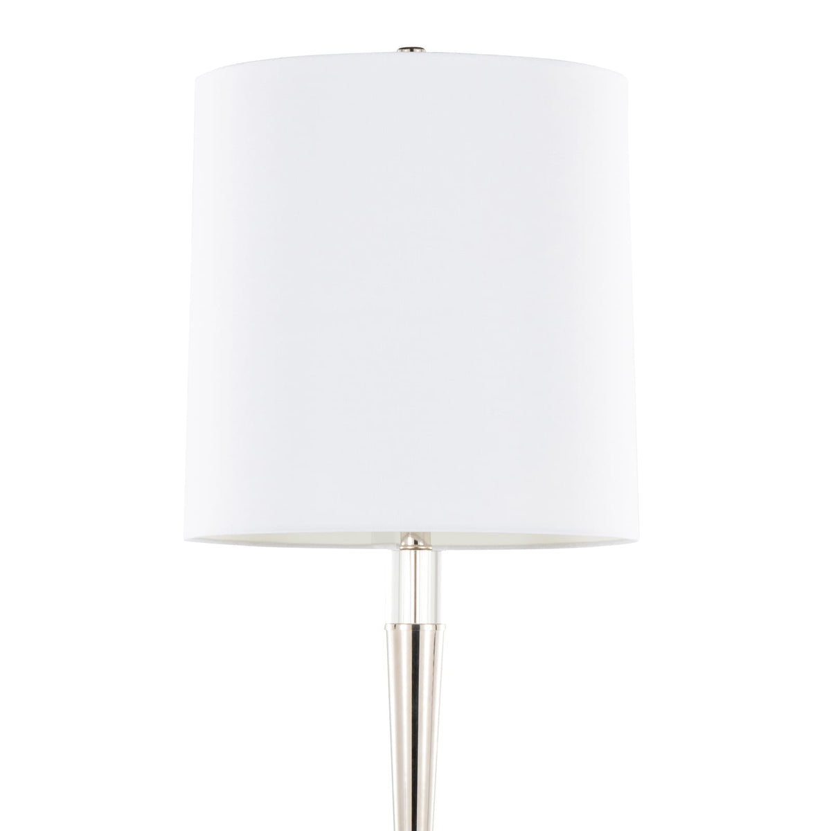Set of 2 Metal Floor Lamps - Clear Crystal & Linen Shade