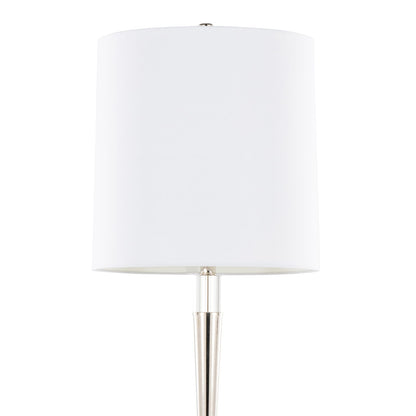 Set of 2 Metal Floor Lamps - Clear Crystal & Linen Shade