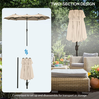 Large Brown Patio Umbrella 9.5 Foot - Outdoor Shade