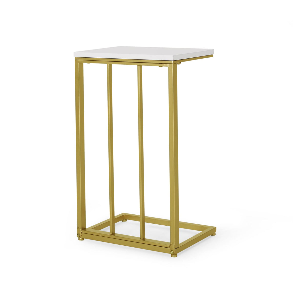 End Table - Gold & White C-Shape Accent Tables