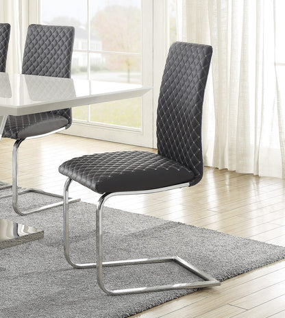 Sleek Side Chairs Set of 2, Gray Faux Leather Dining Room Furniture