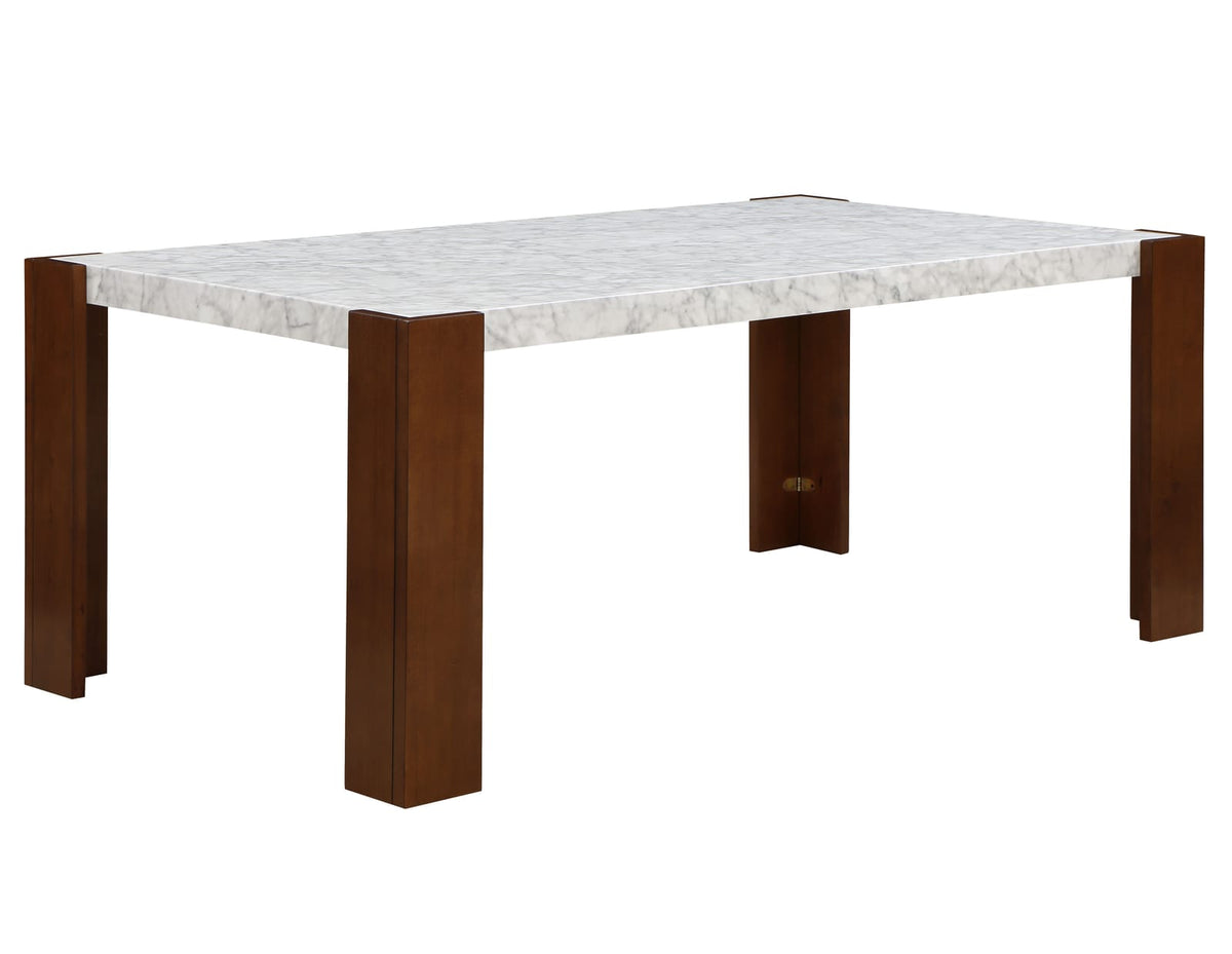 Hettie Dining Table - Marble Engineered Stone Top Walnut Legs