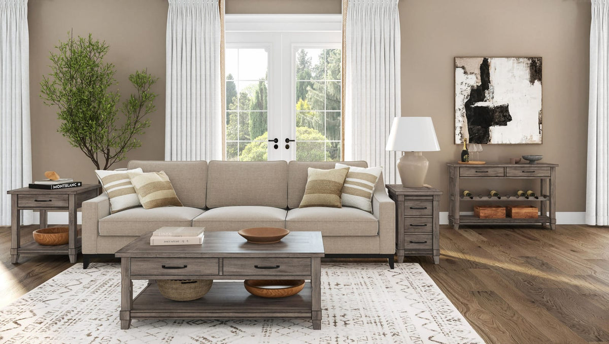 Gray Solid Wood End Table with Storage - 26" x 24"
