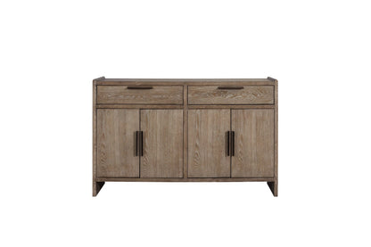Light Brown Solid Wood Server Cabinet - 60" Buffet