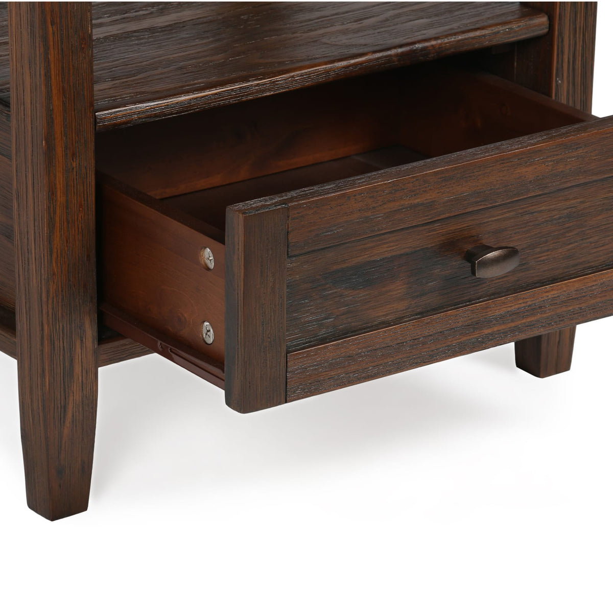 Warm Shaker End Table - Dark Brown Wood Storage Side Table