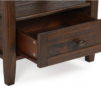 Warm Shaker End Table - Dark Brown Wood Storage Side Table