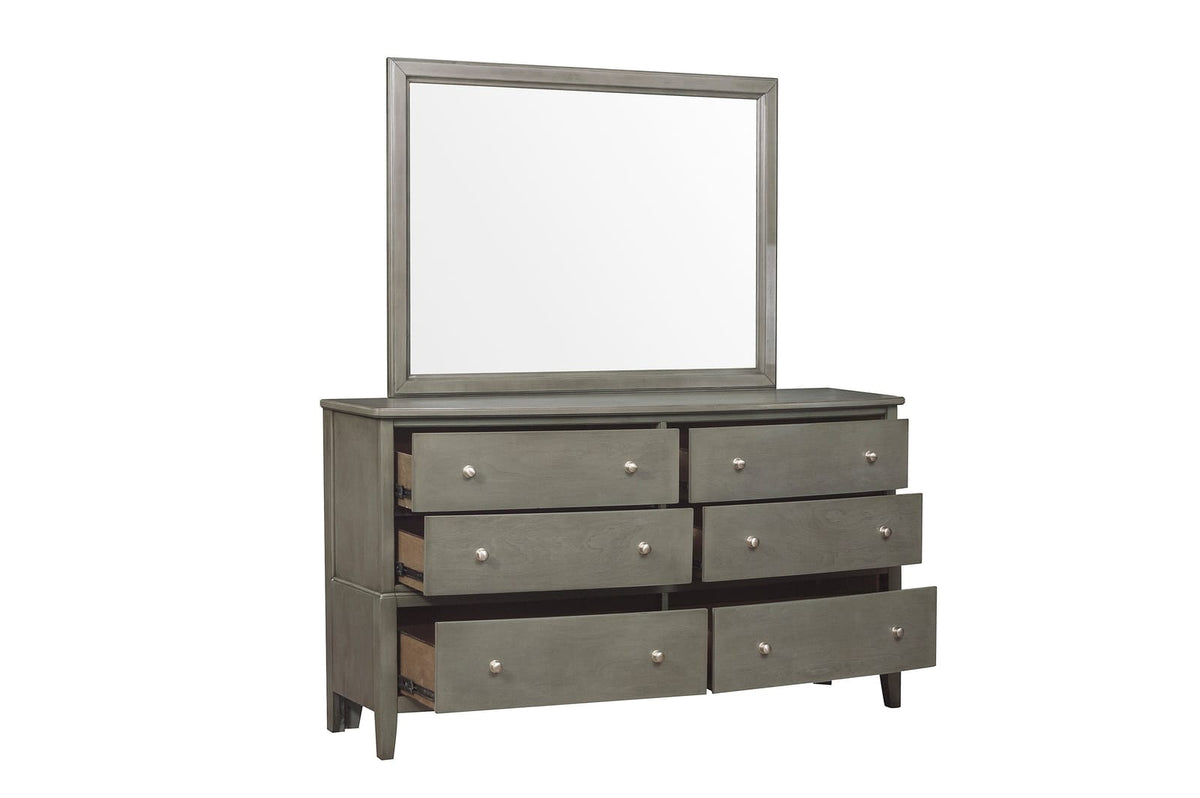 Gray Wood Dresser - 6 Drawer Bedroom Storage