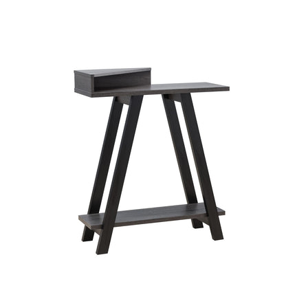 Grey Console Table with Two Shelves - Office Desk for Home Office