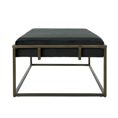 Black Velvet Ottoman Bench - Modern Bedroom Accent