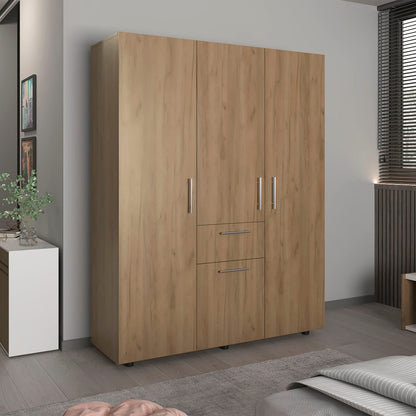 70" Light Oak Bedroom Dresser with Four Doors & Drawer