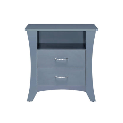 Gray Rectangular Nightstand with Storage Drawers