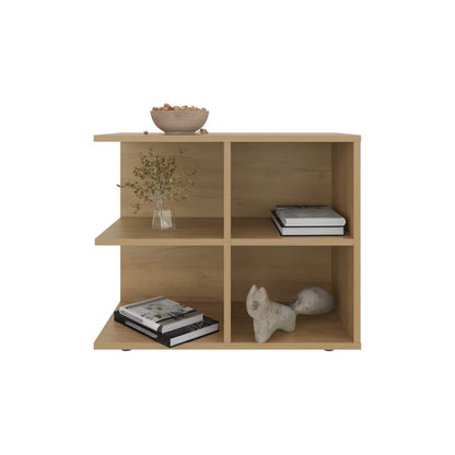 Natural Engineered Wood Side Table - 11.8 x 23.6 x 23.6 Inches for Living Room
