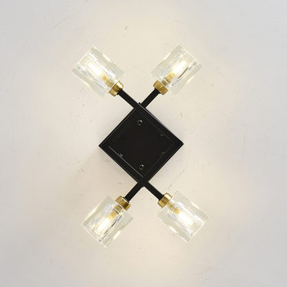 Matte Black Crystal Ceiling Light - 4 Lights