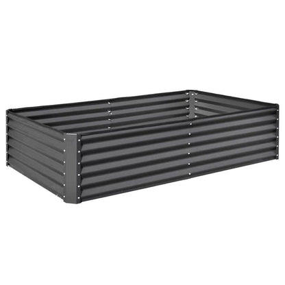 8x4 ft Dark Gray Galvanized Steel Raised Garden Bed - Outdoor Planter Box