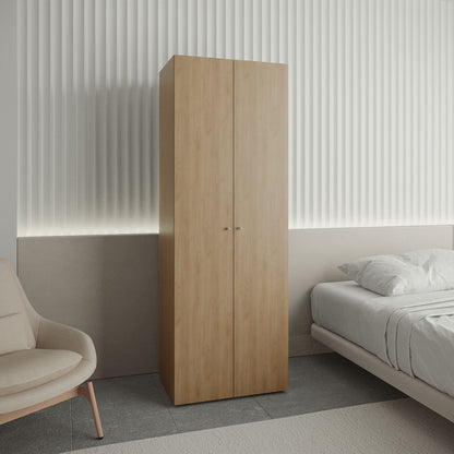 Oak 2-Door Bedroom Armoire - Modern Closet Storage