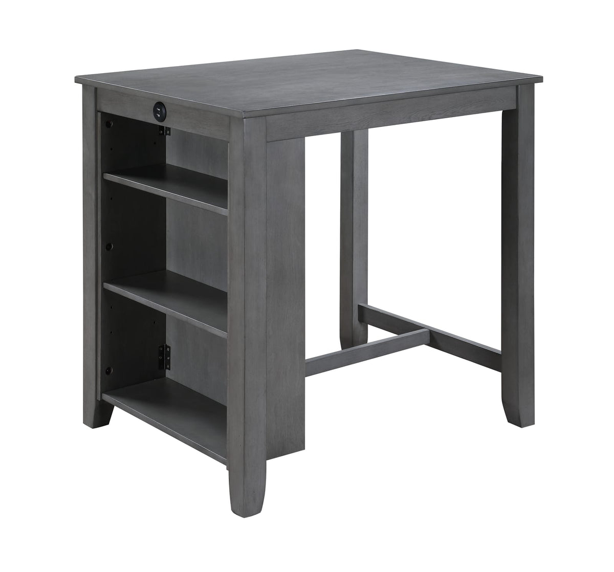 36" Gray Wood Dining Table with USB Ports & Shelves for Dining Room